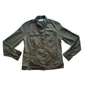 Belle By Kim Gravel Shacket Women's XS Army Green Preppy Western Lightweight